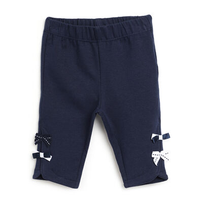 Girls Dark Blue Solid Long Trousers
